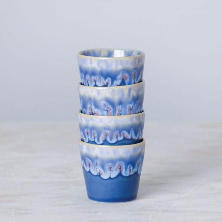 Оригинальные чашки для кофе без ручек синие, набор 6 шт. Grespresso Costa Nova - фото