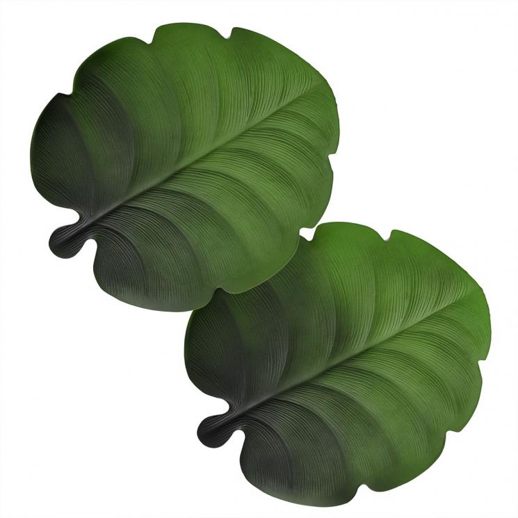 Оригинальные подставки под тарелки в виде зеленых листьев Калатеи VdE - фото
