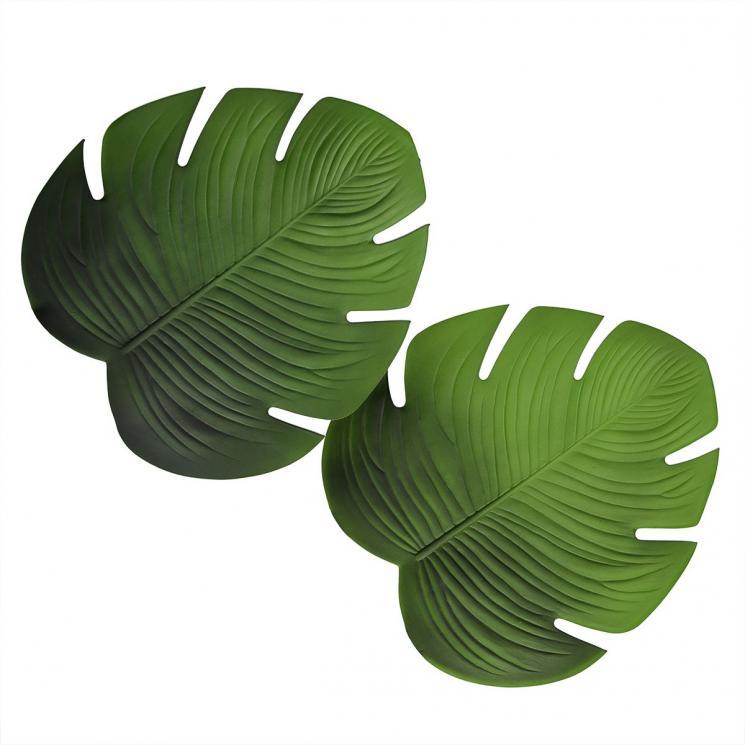 Подставки под посуду в виде тропических листьев Филодендрона с прорезями VdE - фото