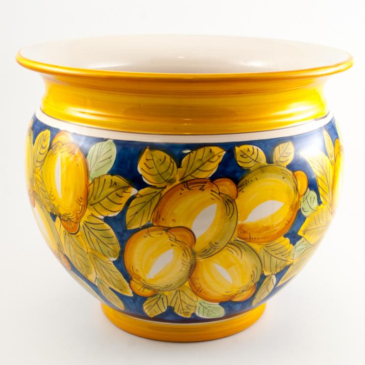 Кашпо из крепкой керамики с флористическим рисунком "Лимоны" D'acunto Mario - фото