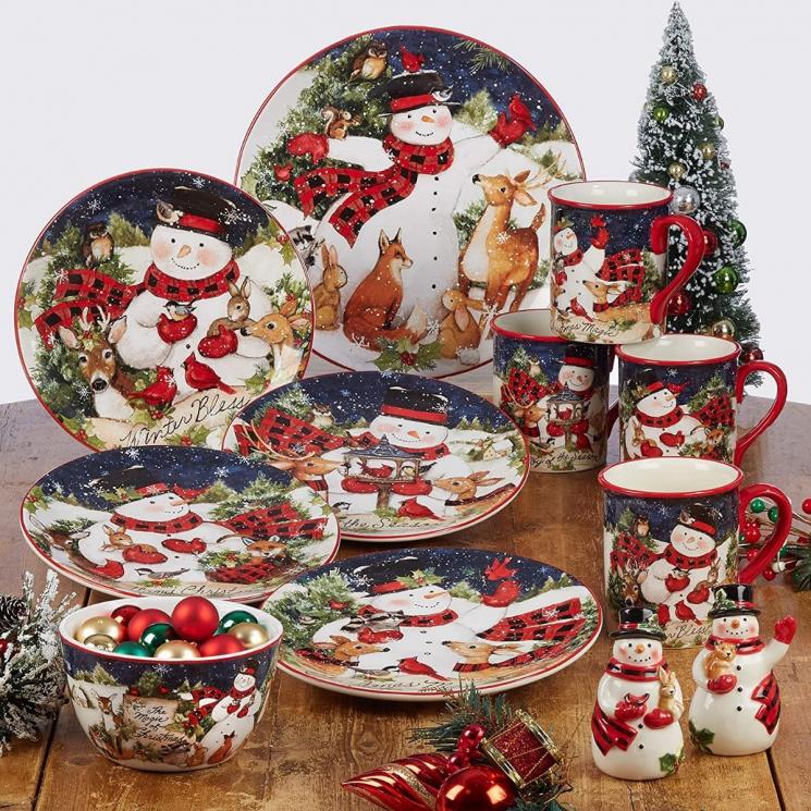 Коллекция праздничной посуды из керамики «Рождество со снеговиком» Certified International - фото