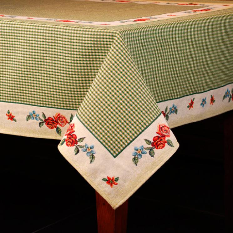Прямоугольная гобеленовая скатерть с геометрическим узором и цветами "Селин" Emilia Arredamento - фото
