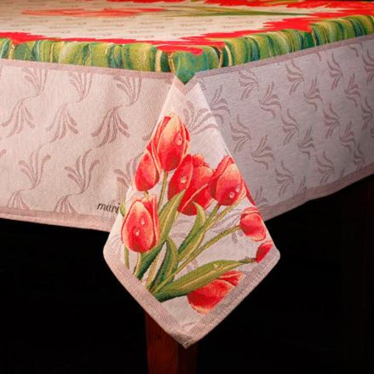 Прямоугольная гобеленовая скатерть с цветочным рисунком "Тюльпаны" Emily Home - фото