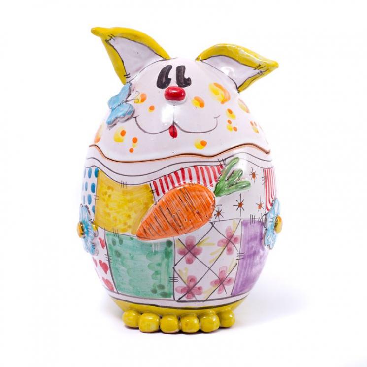 Яйцо керамическое Пасха декор Кролик и Морковка  - фото