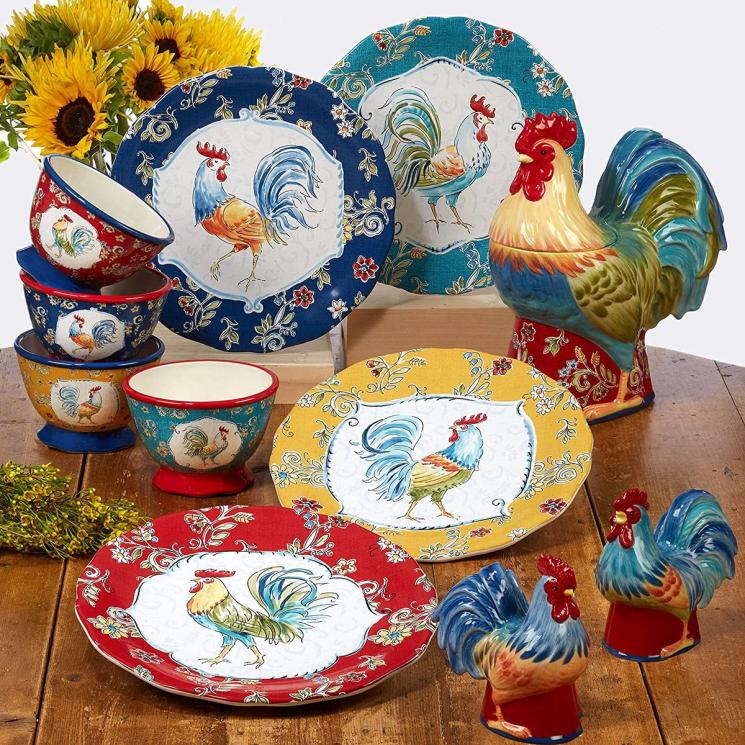 Коллекция керамической посуды с изображением петушков «Утро в деревне» Certified International - фото