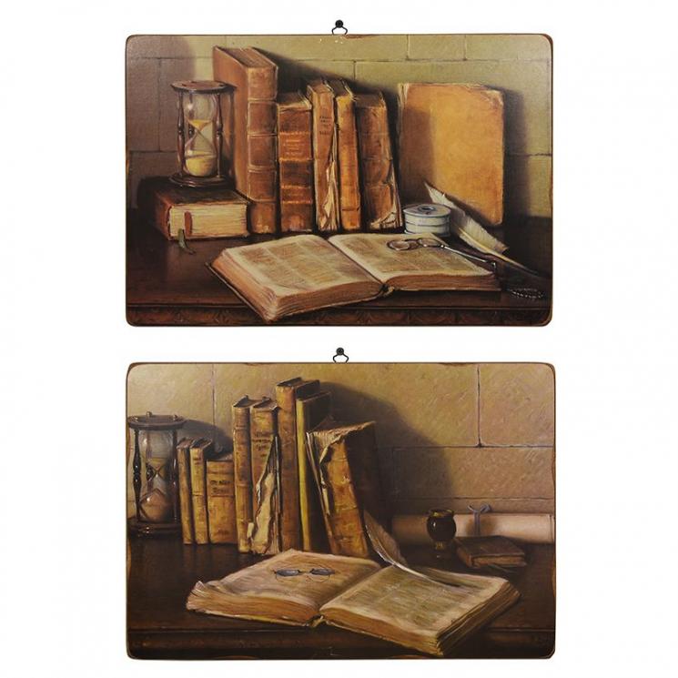 Комплект интерьерных деревянных картин «Книги», 2 шт. Decor Toscana - фото