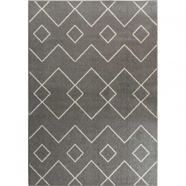Коротковорсовый серый ковер с белым узором New SL Carpet - фото