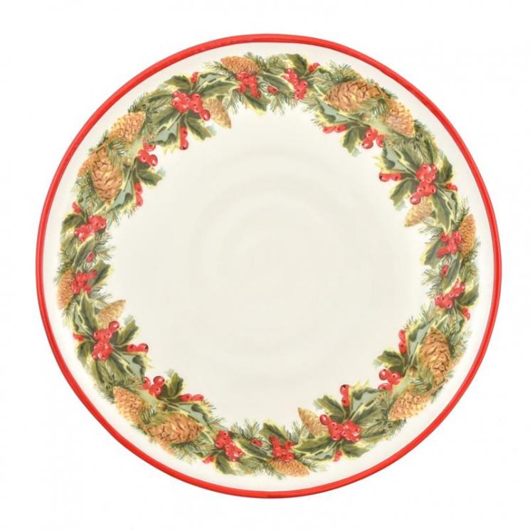 Обеденная тарелка для стильной новогодней сервировки "Зимний букет" Villa Grazia - фото