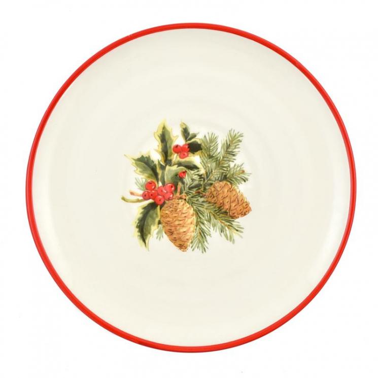 Салатная тарелка из коллекции праздничной керамики "Зимний букет" Villa Grazia - фото
