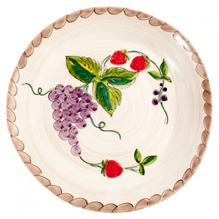 Тарелка обеденная с высокими бортиками "Клубника и виноград" Villa Grazia - фото