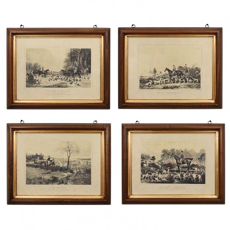 Набор из 4-х репродукций картин с изображениями охоты Decor Toscana - фото