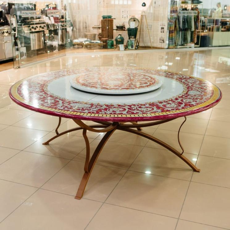 Круглый стол из натурального камня с ручной росписью Sabrina Grandi Maioliche Ficola - фото