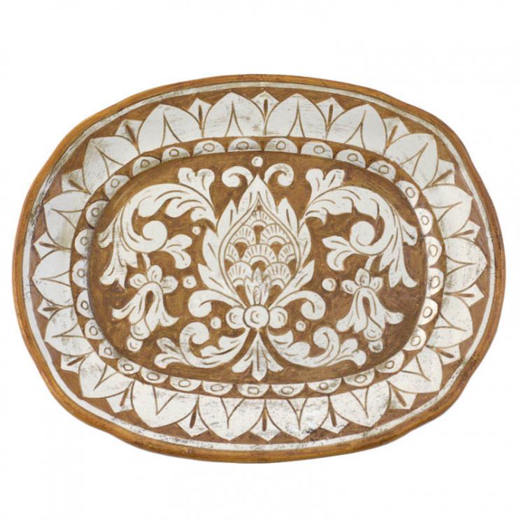 Декоративное керамическое блюдо овальной формы с резным узором Scalfito L´Antica Deruta - фото