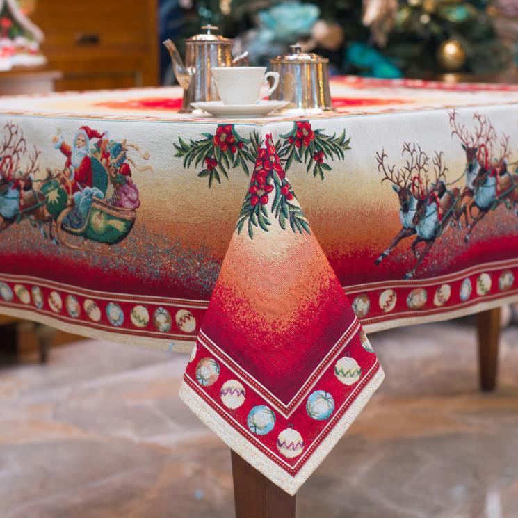 Скатерть с люрексом для новогоднего стола "Путешествие в сказку" Emilia Arredamento - фото