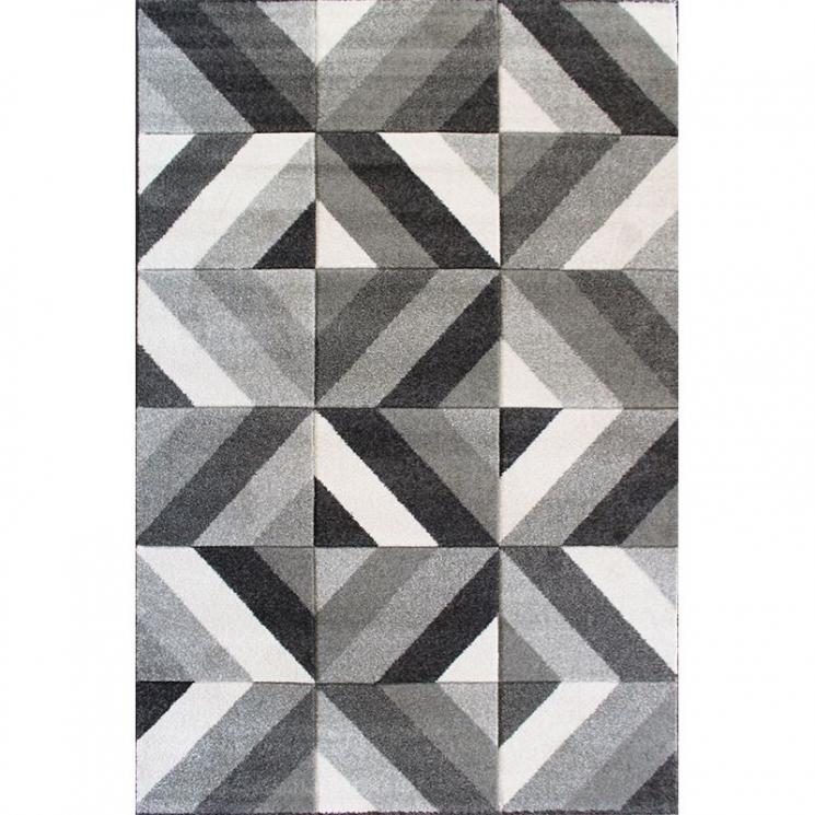 Ковер с геометрическим рисунком серо-белого цвета Spring SL Carpet - фото