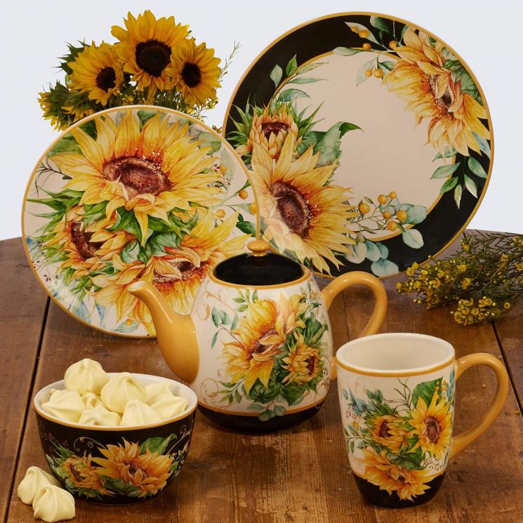 Коллекция посуды с изображением ярких желтых цветов «Букет подсолнухов» Certified International - фото