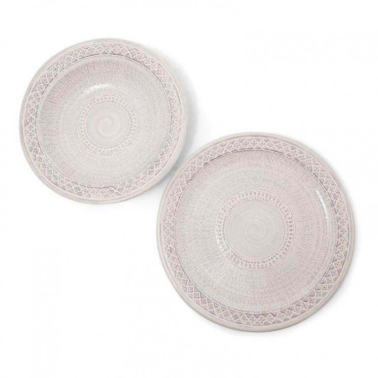 Комплект светлых керамических тарелок с рельефным орнаментом, 2 шт. Mastercraft - фото