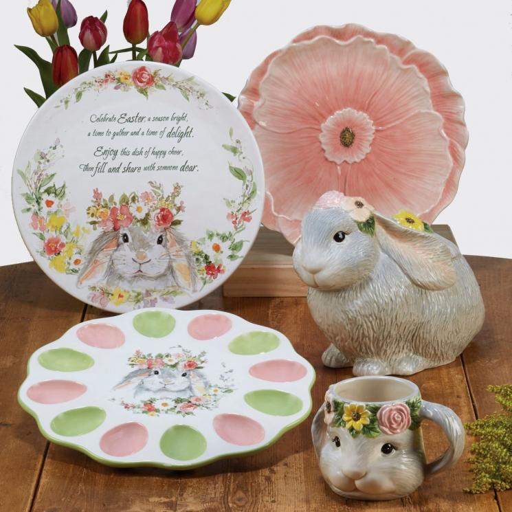 Коллекция пасхальной посуды из керамики «Милый кролик» Certified International - фото