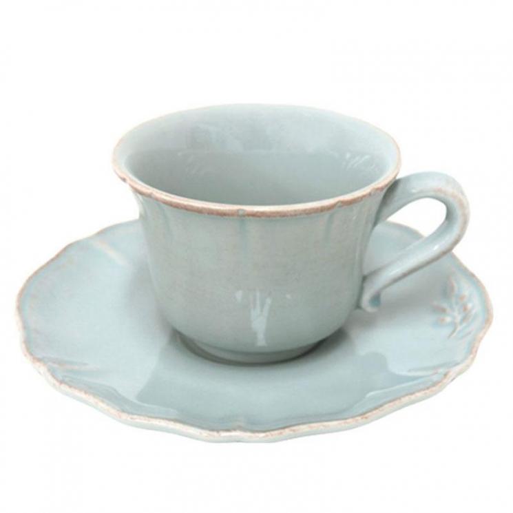 Чайная чашка с блюдцем из огнеупорной керамики бирюзового цвета Alentejo Costa Nova - фото