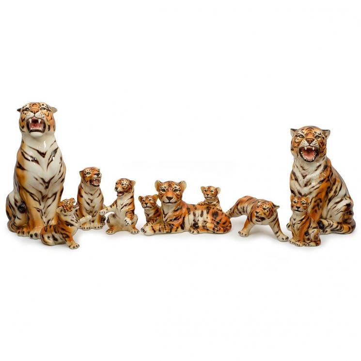 Коллекция керамических статуэток в виде азиатских животных "Тигры" Ceramiche Boxer - фото