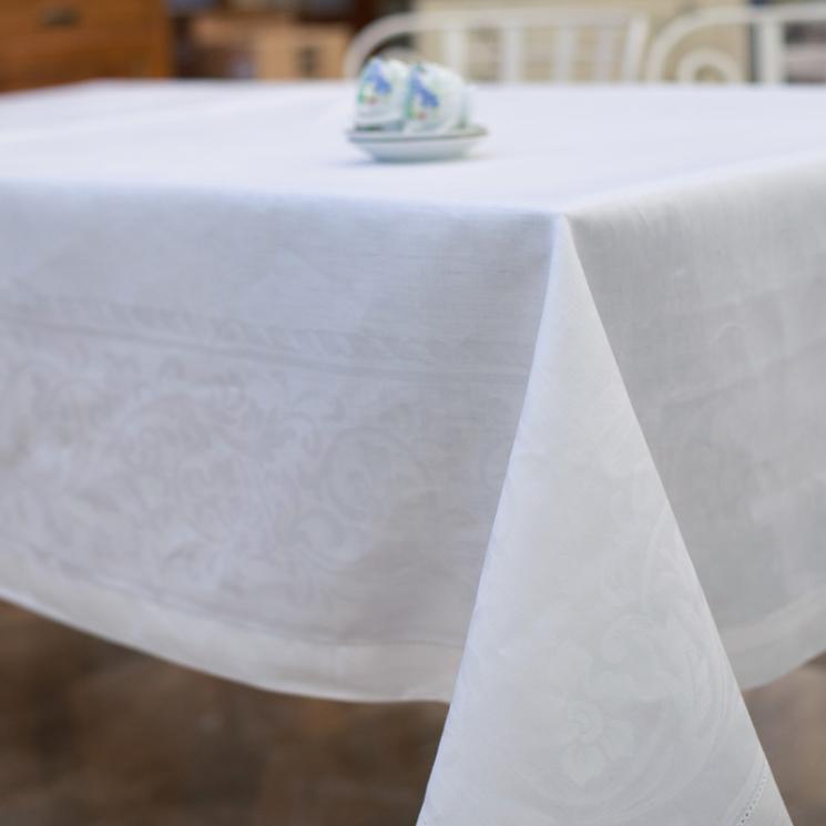 Белоснежная льняная скатерть с фактурным плетением Corda IRIS - фото