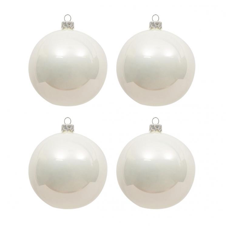 Набор из 4-х белых шаров на елку EDG - фото