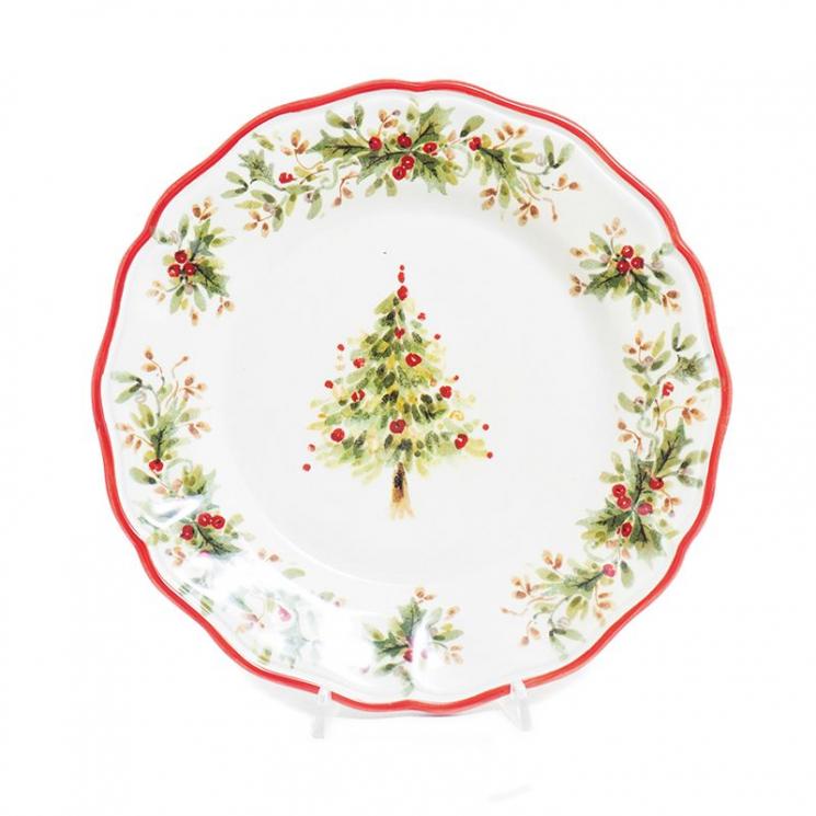 Обеденная тарелка из керамики с праздничным рисунком "Новогодняя красавица" Villa Grazia - фото