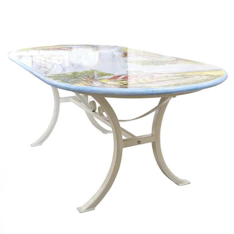 Овальный стол с ландшафтным декором "4 сезона" Duca di Camastra - фото