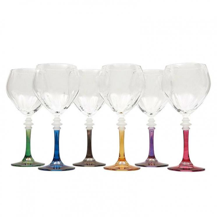 Набор бокалов для воды на разноцветных ножках Villa Grazia, 6 шт - фото