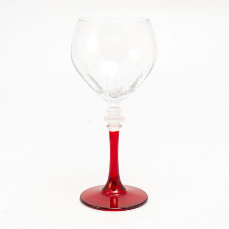 Набор бокалов для вина на красной ножке Villa Grazia, 6 шт - фото