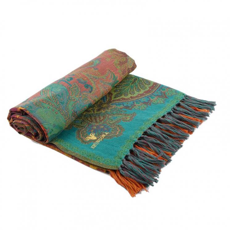 Плед с узором разноцветный из шерсти и хлопка Zen Desire Shingora - фото