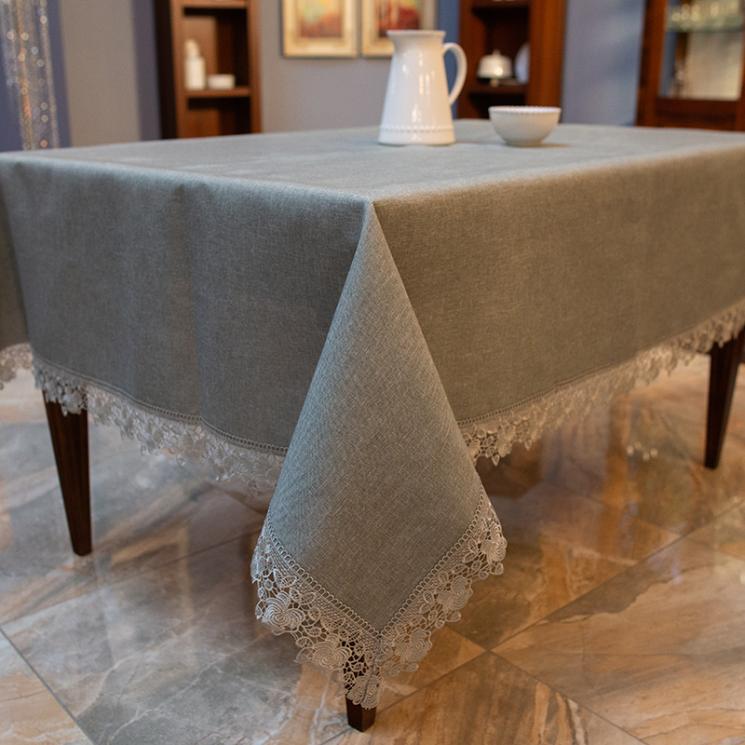 Коллекция столового текстиля серого цвета с кружевом «Гармония» Villa Grazia - фото