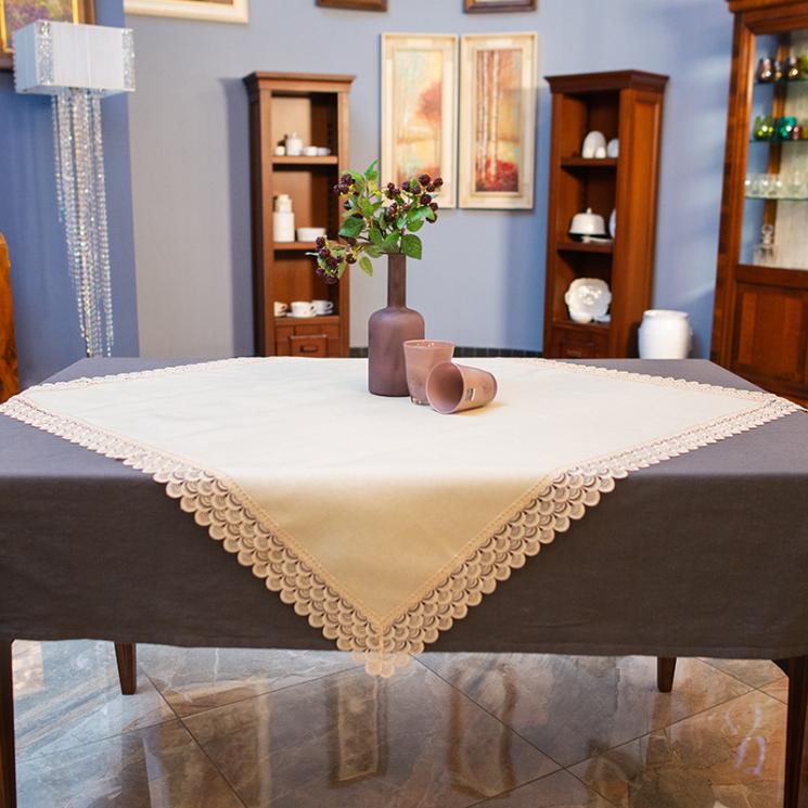 Коллекция бежевого столового текстиля с кружевом «Крем-брюле» Villa Grazia - фото