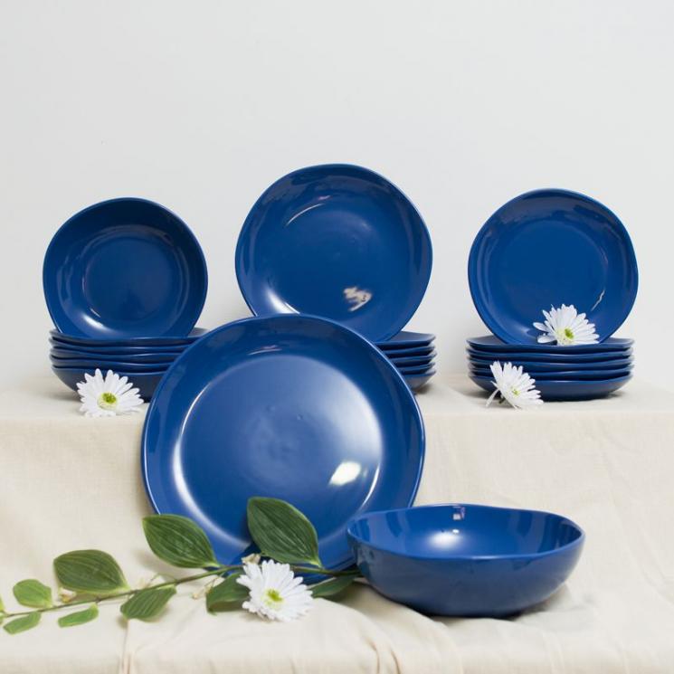 Столовый сервиз керамики синего цвета на 6 персон Comtesse Milano - фото