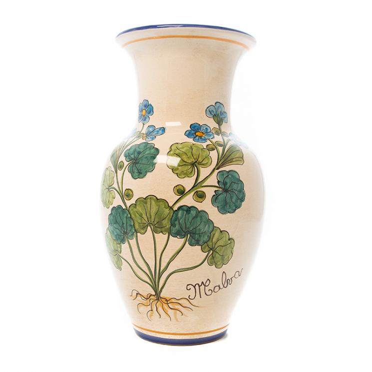 Керамическая ваза с цветочным рисунком Malva из коллекции "Ботаника" L´Antica Deruta - фото