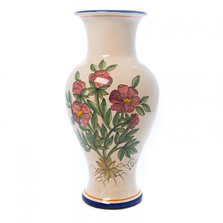Ваза ручной работы с цветочным рисунком Peonia, коллекция "Ботаника" L´Antica Deruta - фото