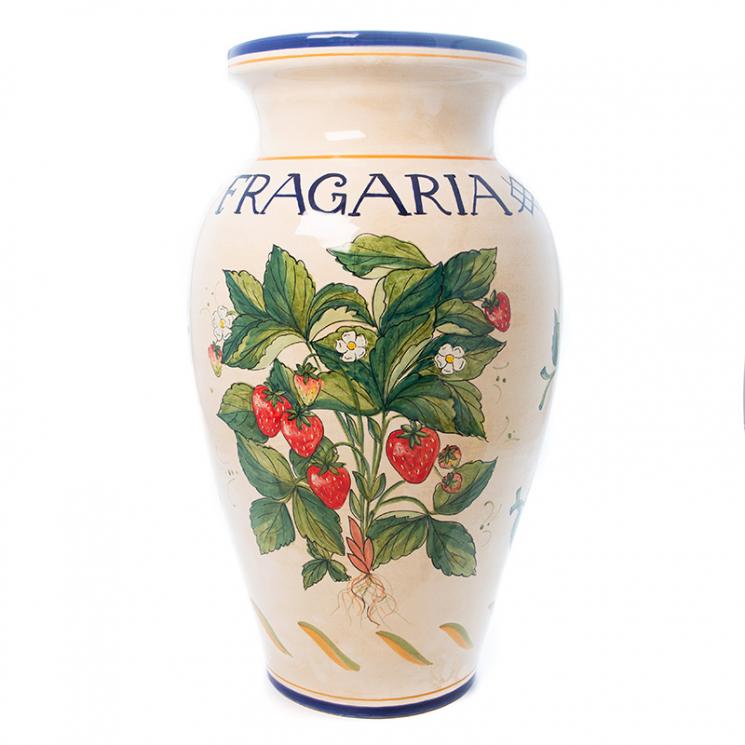 Напольная ваза с изображением земляники Fragaria из коллекции «Ботаника» L´Antica Deruta - фото