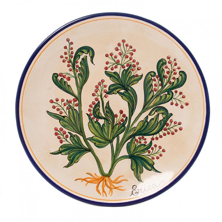 Керамическая настенная тарелка с изображением вереска Erica "Ботаника" L´Antica Deruta - фото