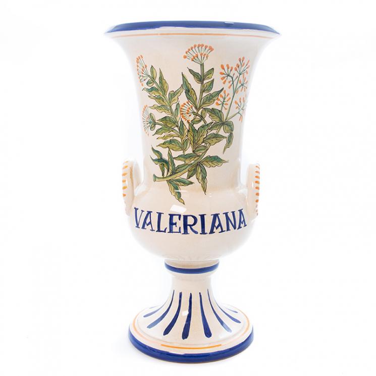 Ваза на высокой ножке Valeriana из коллекции декоративной керамики «Ботаника» L´Antica Deruta - фото