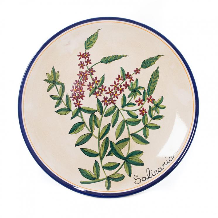 Керамическая декоративная тарелка с изображением дербенника Salicaria "Ботаника" L´Antica Deruta - фото