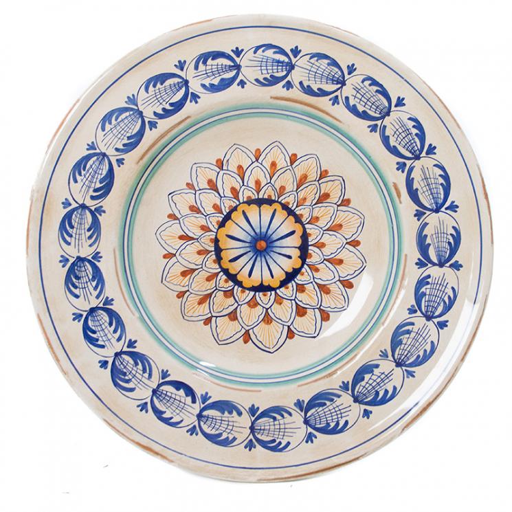 Круглая декоративная тарелка из керамики ручной работы Geometric L´Antica Deruta - фото