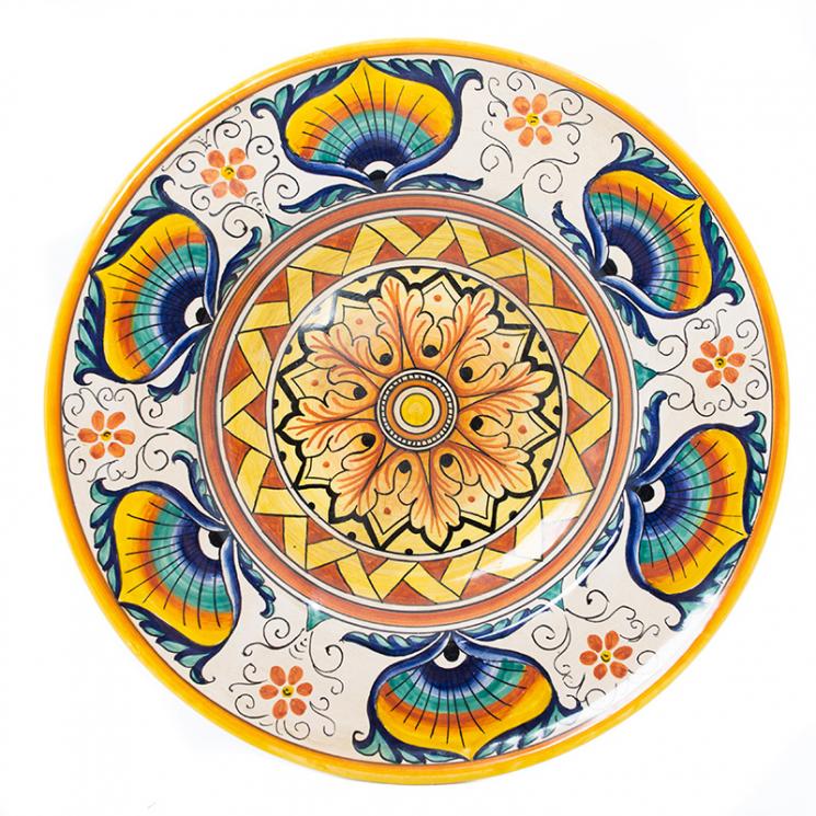 Декоративная тарелка из итальянской керамики ручной работы Geometric L´Antica Deruta - фото