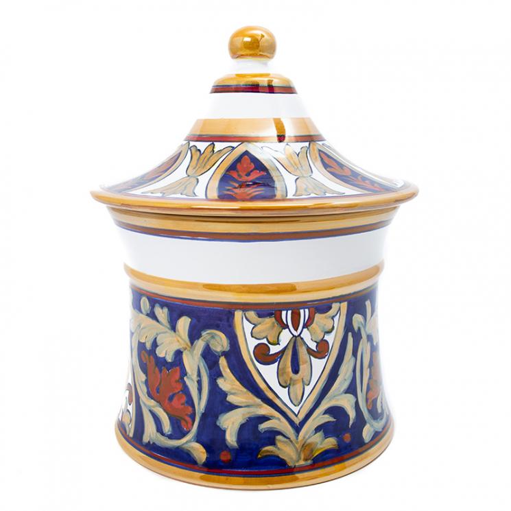 Емкость для хранения с крышкой, шкатулка для украшений из керамики Lustro Antico L´Antica Deruta - фото