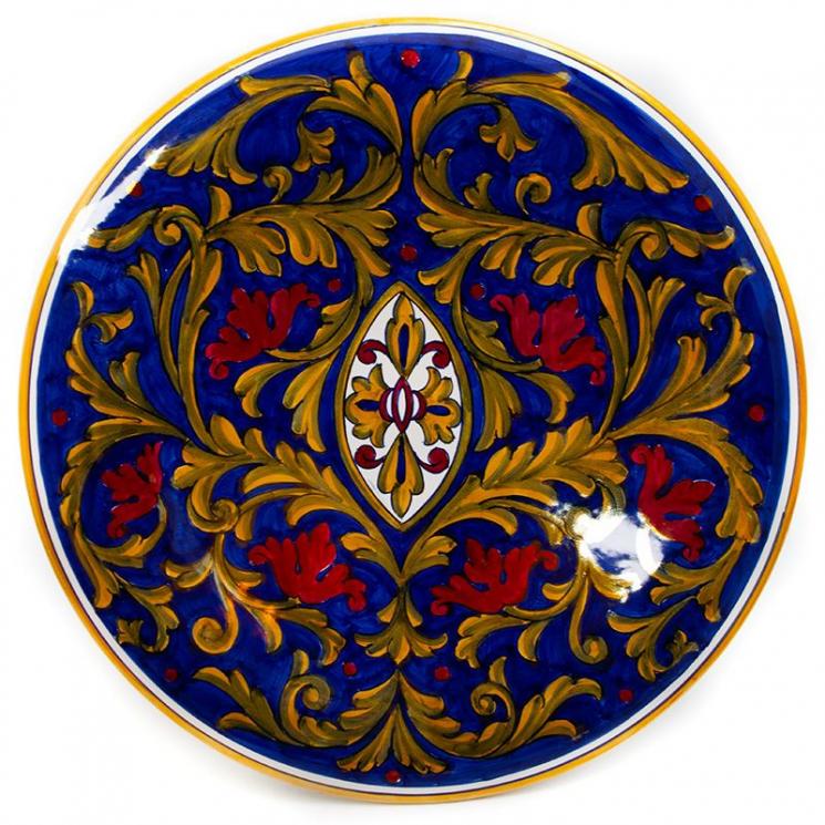 Керамическая настенная тарелка с ручной росписью Lustro Antico L´Antica Deruta - фото