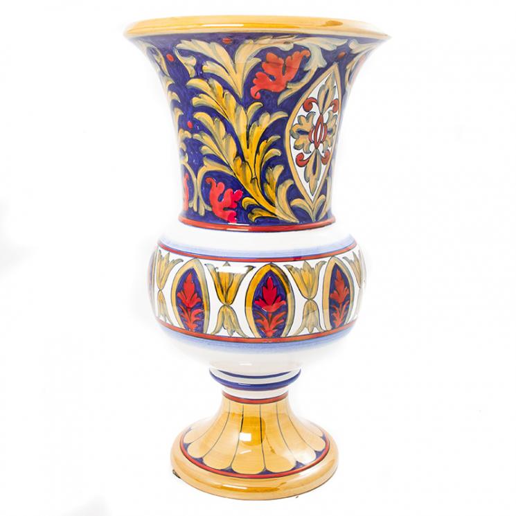 Ваза в форме старинного кубка с художественной росписью Lustro Antico L´Antica Deruta - фото