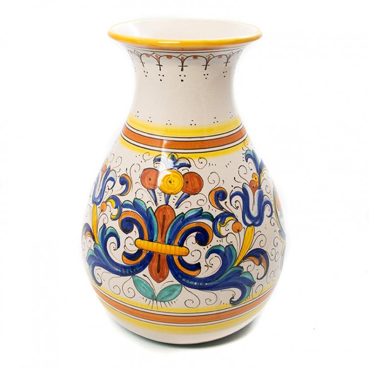 Керамическая ваза ручного изготовления с красочным рисунком Ricco L´Antica Deruta - фото
