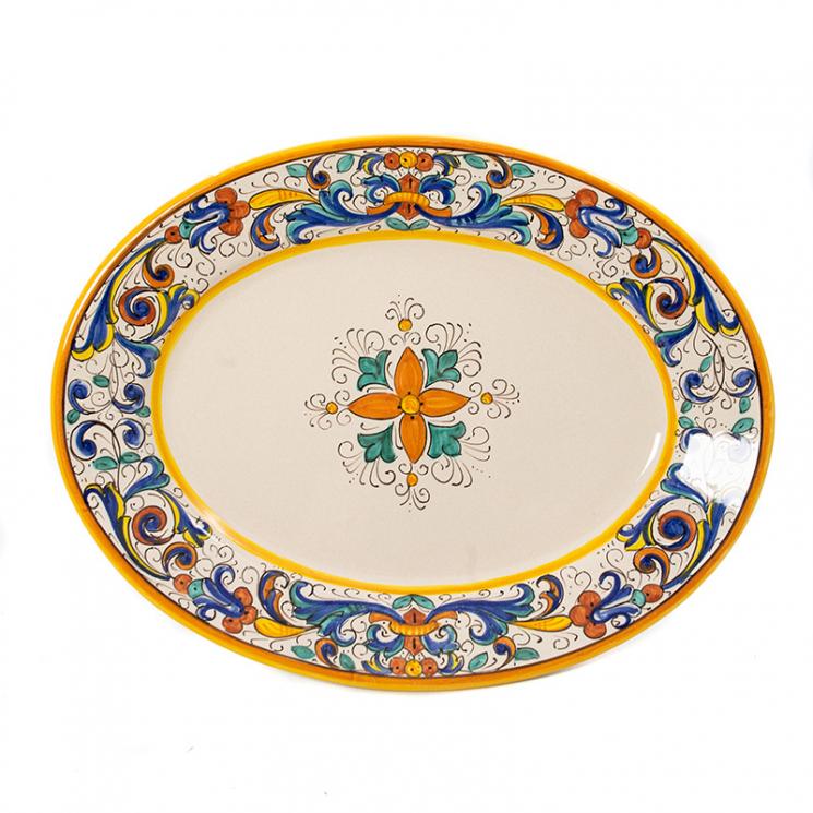 Настенная тарелка овальной формы с ручной росписью Ricco L´Antica Deruta - фото