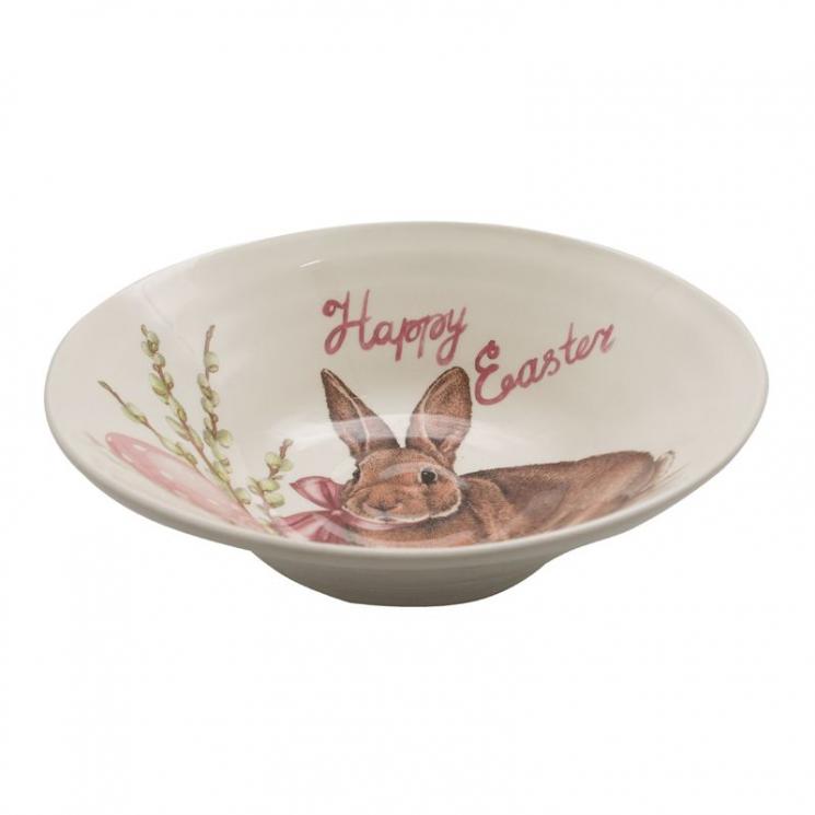 Круглый салатник с розовыми акцентами «Пасхальный кролик» Ceramica Cuore - фото
