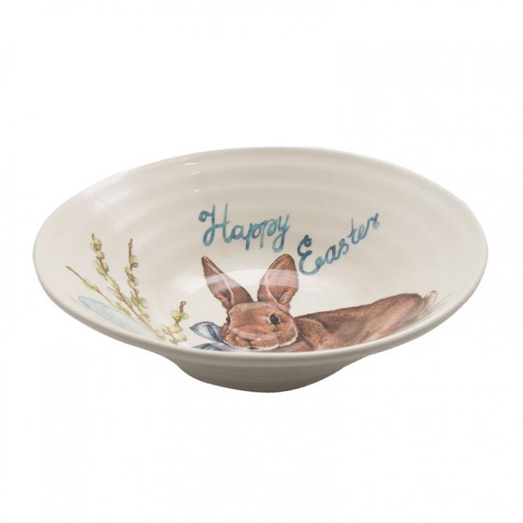 Круглый салатник с голубыми акцентами «Пасхальный кролик» Ceramica Cuore - фото