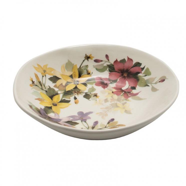 Глубокая тарелка для супа с рисунком в весенней палитре «Цветочное настроение» Ceramica Cuore - фото